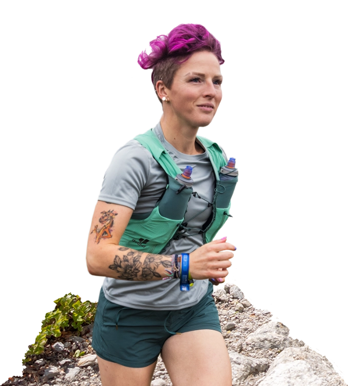 Trail runner on mountain terrain